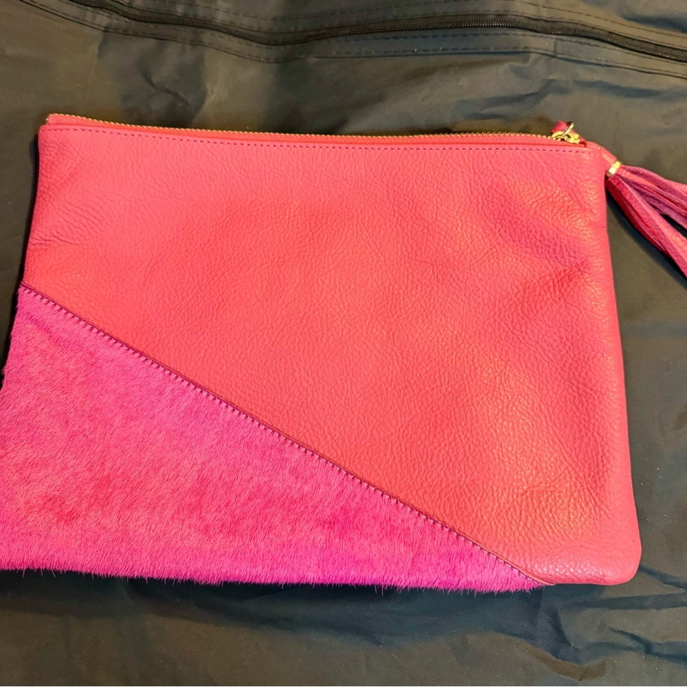 Chico's Vibrant Pink Leather Clutch